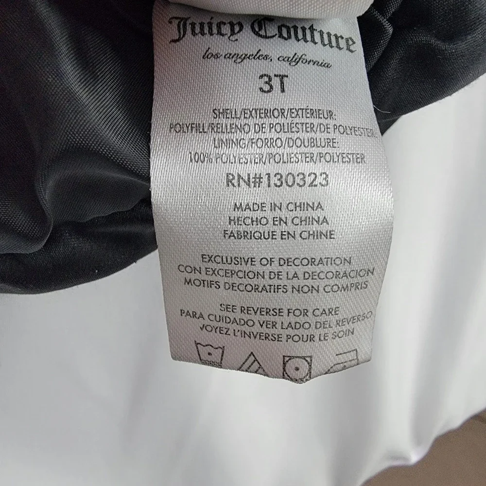 Juicy Couture Black W Gold Hardware‎ Hooded Puffer Vest Girls Size 3T fuax fur